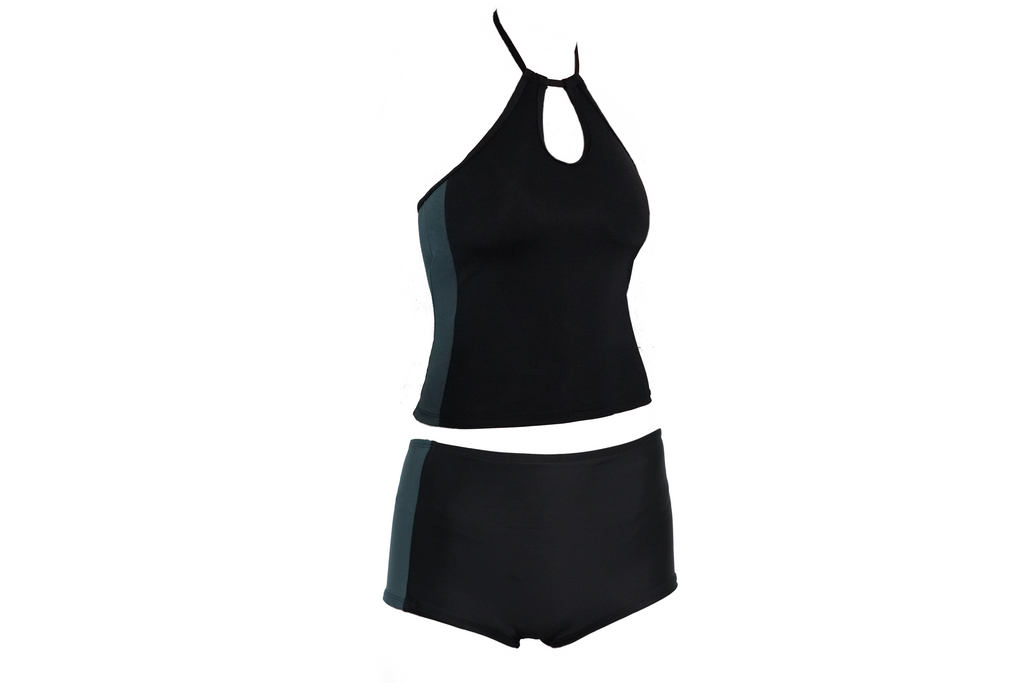 The Tankini Set | Black and Charcoal