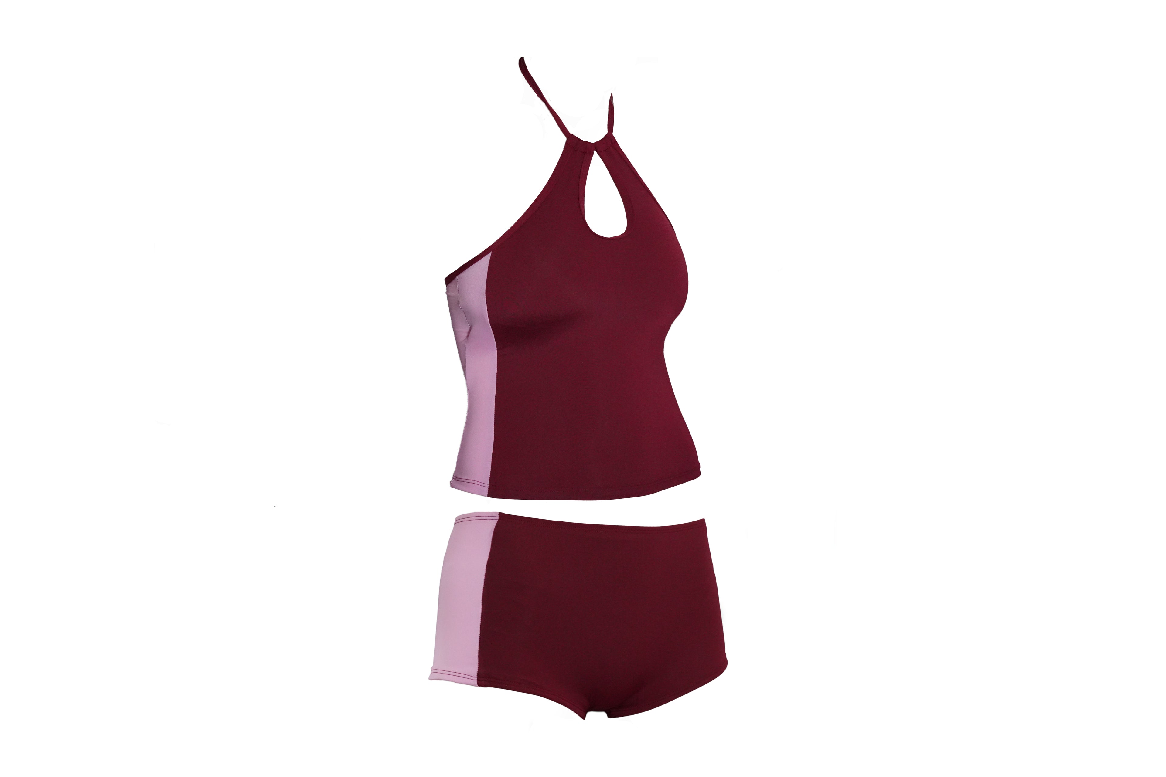 The Tankini Set | Maroon and Pink